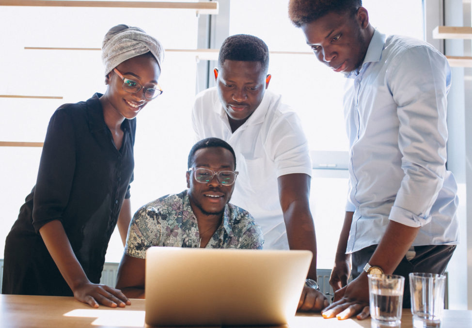 Group of afro americans working together